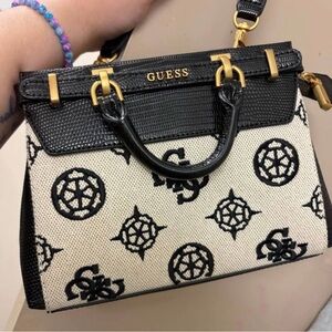 GUESS Black and White Satchel